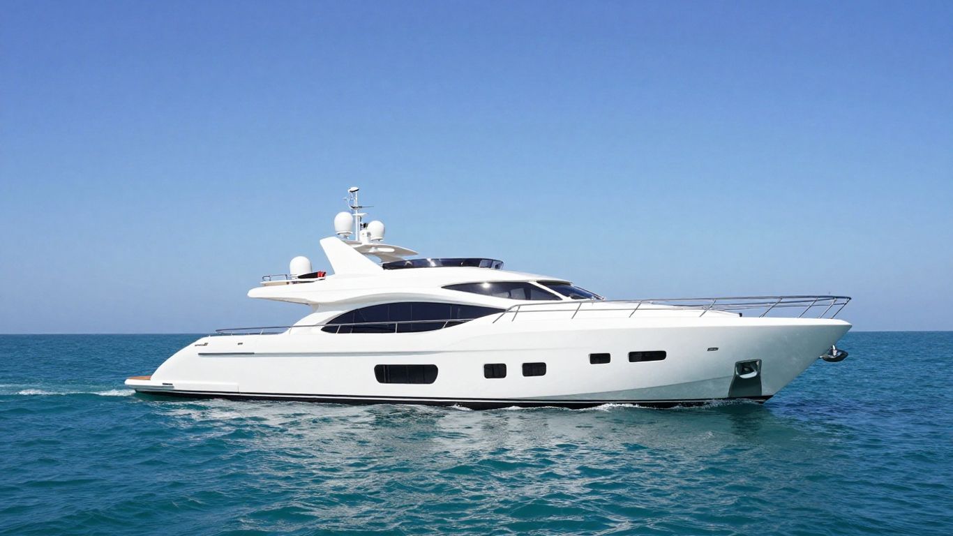 Luxury yacht sailing on a clear blue ocean.