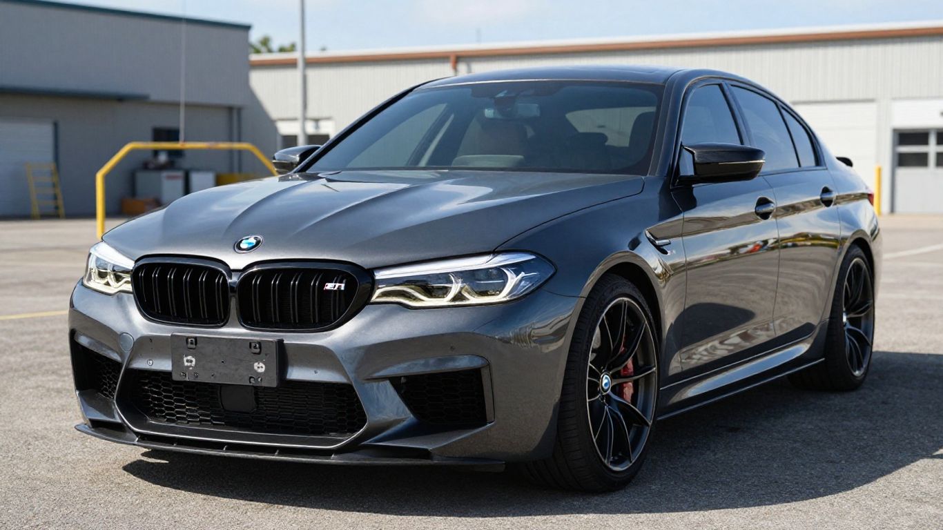 BMW M5 car at a wrecking yard
