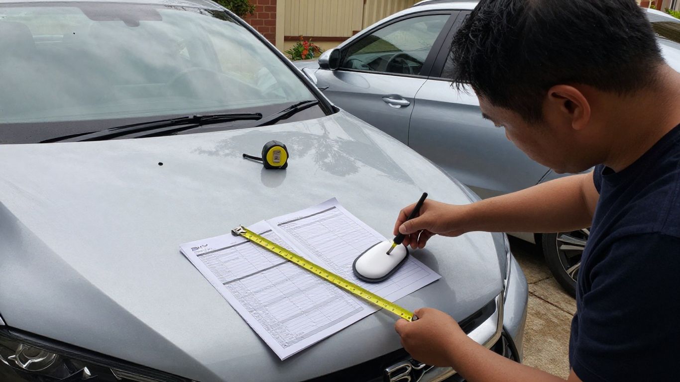BYD owner comparing parts beside vehicle