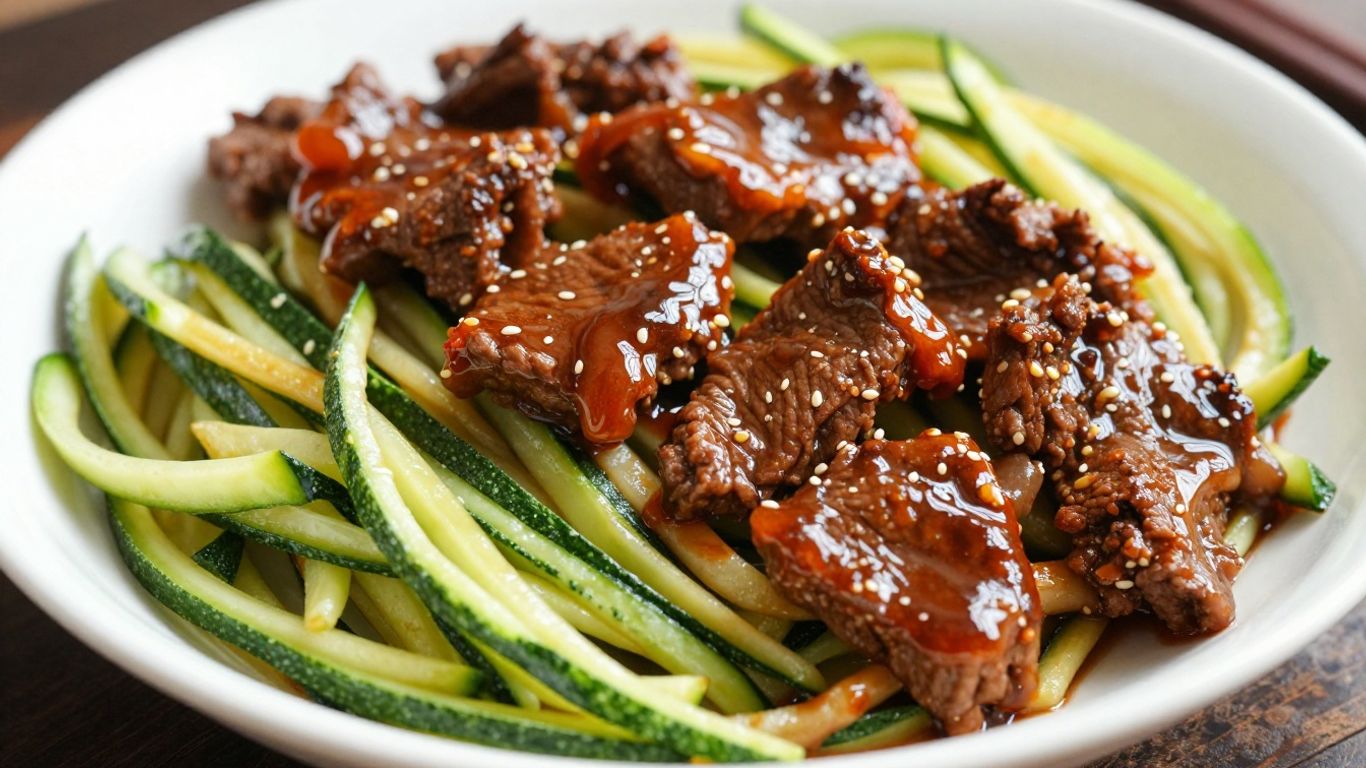 Teriyaki beef with low-carb zoodles for weight loss.