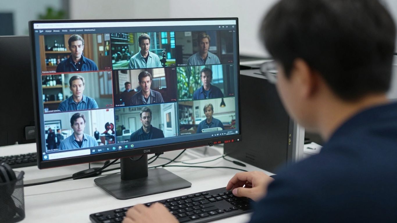 Analyst examining a suspicious video frame
