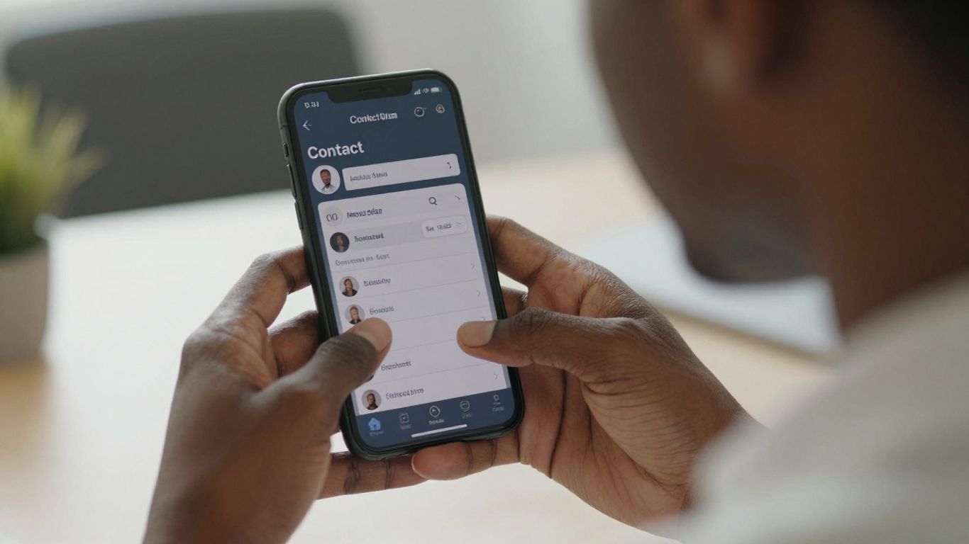 Person using phone to find student loan contact information.
