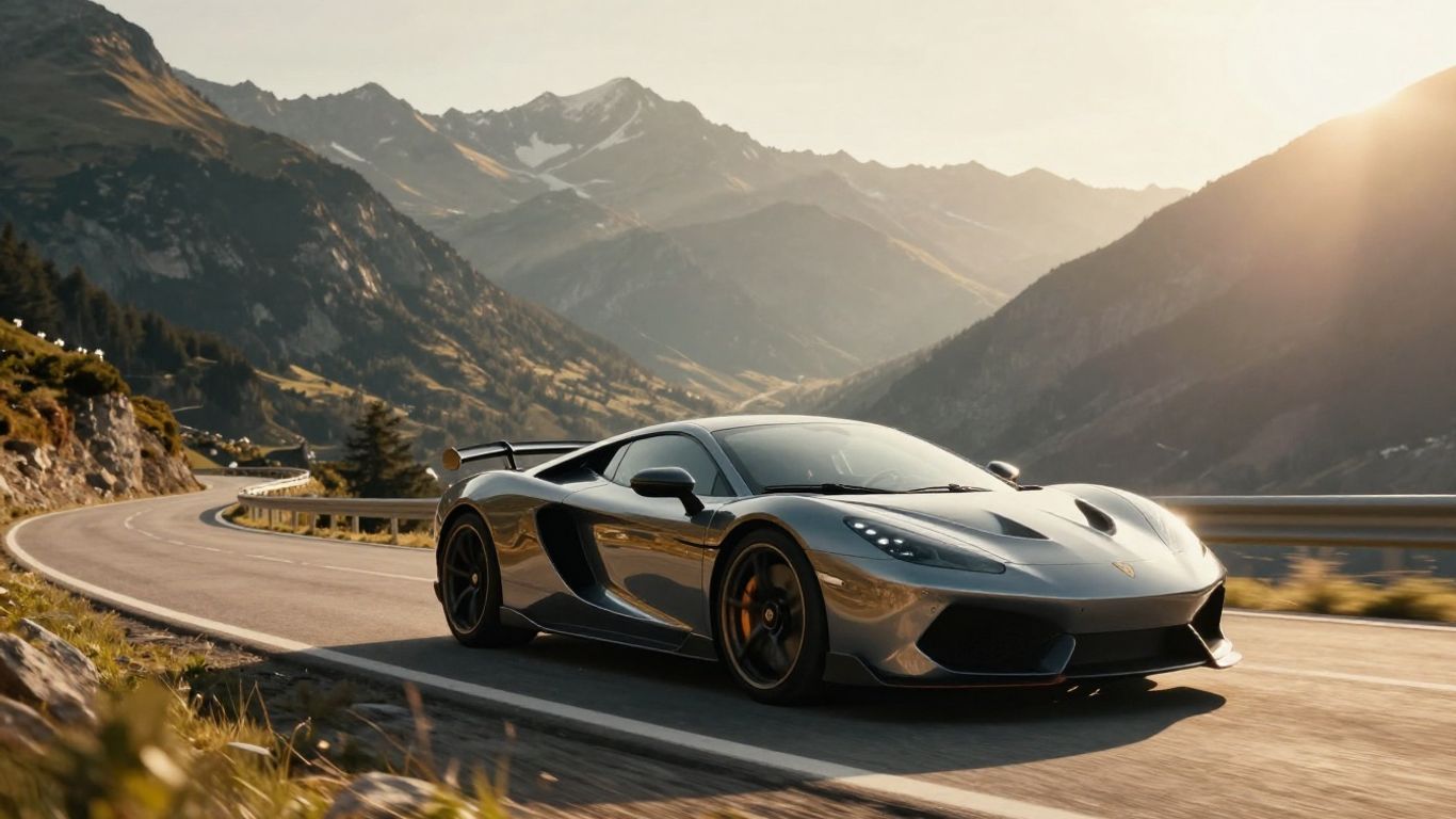 Premium performance vehicle on a winding mountain road