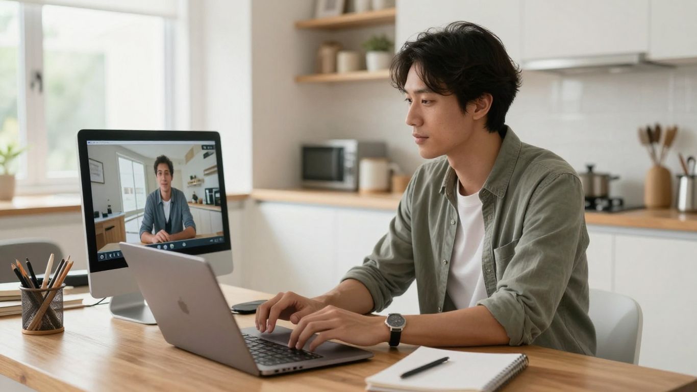 Real estate agent reviewing AI video scenes