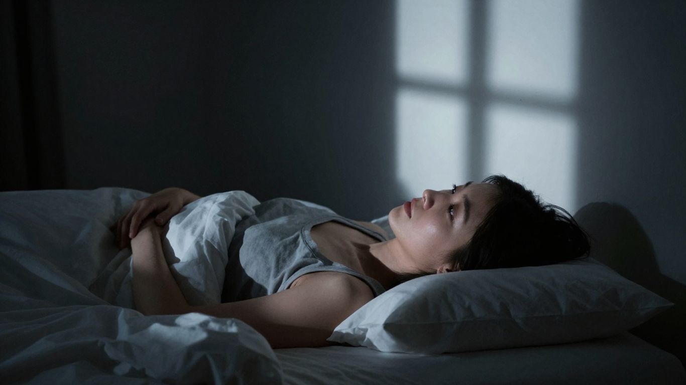 Pessoa com insônia na cama olhando para o teto.