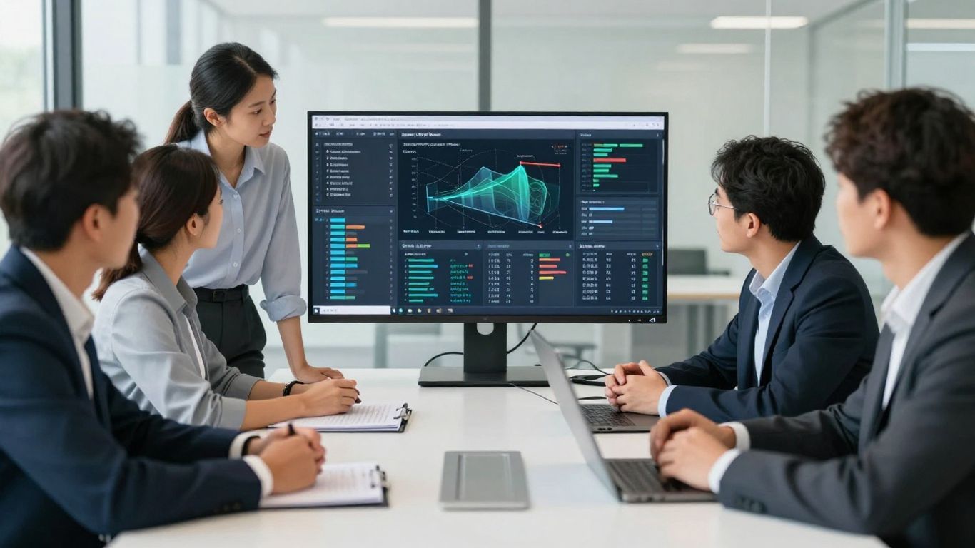 A technical team reviewing algorithmic inputs