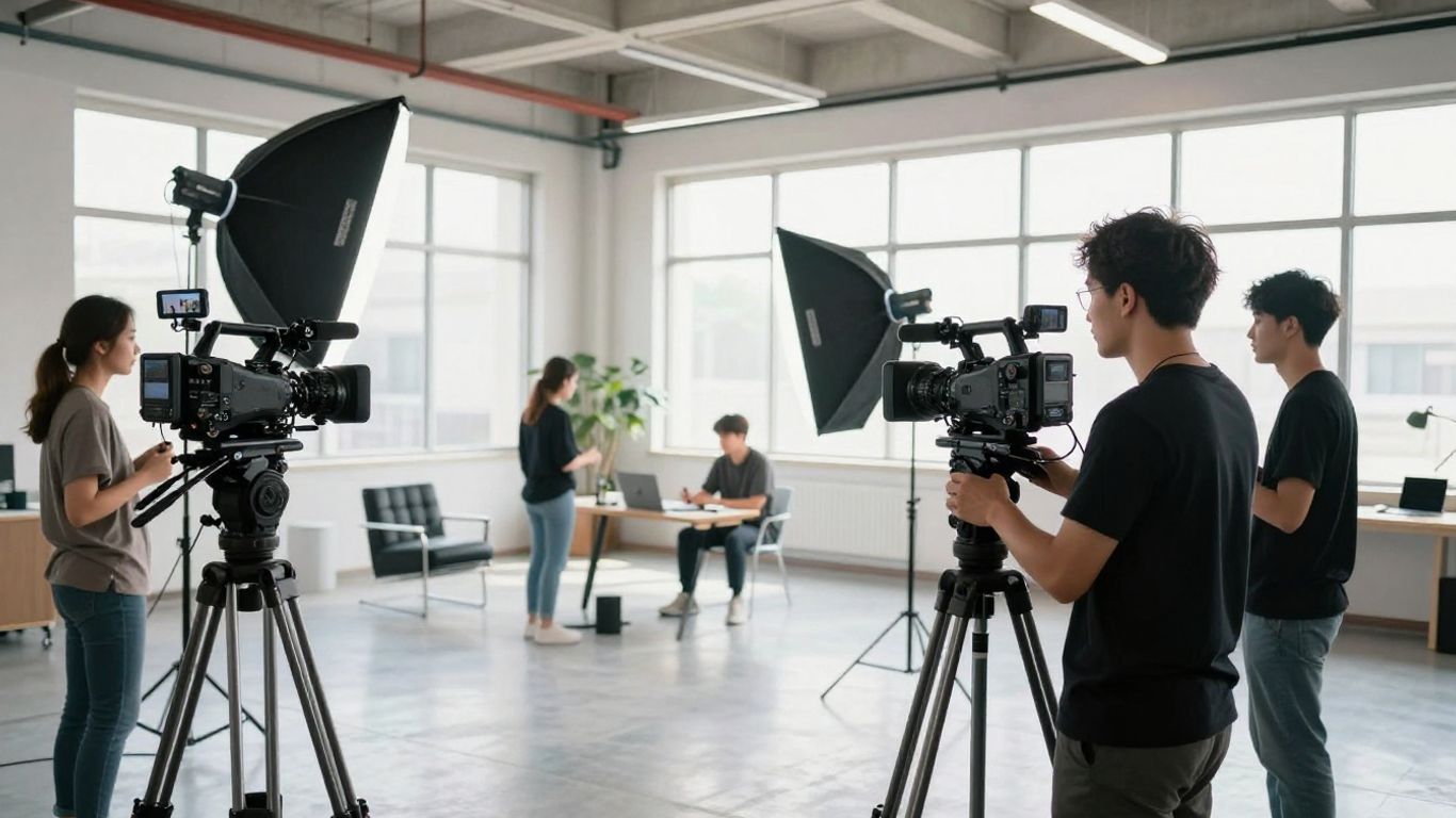 The filming process in a premium studio