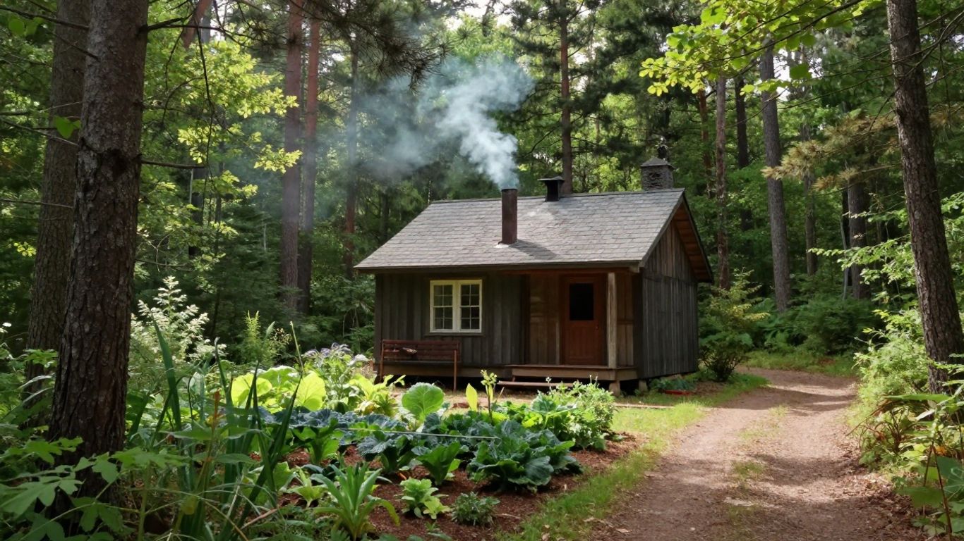 Secluded cabin in a Maine forest