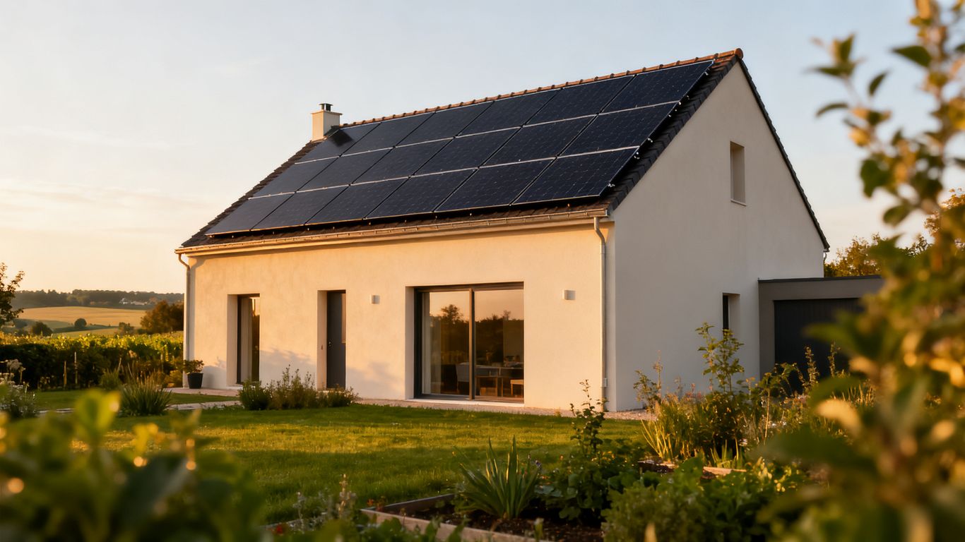 Maison équipée de panneaux photovoltaïques en Anjou