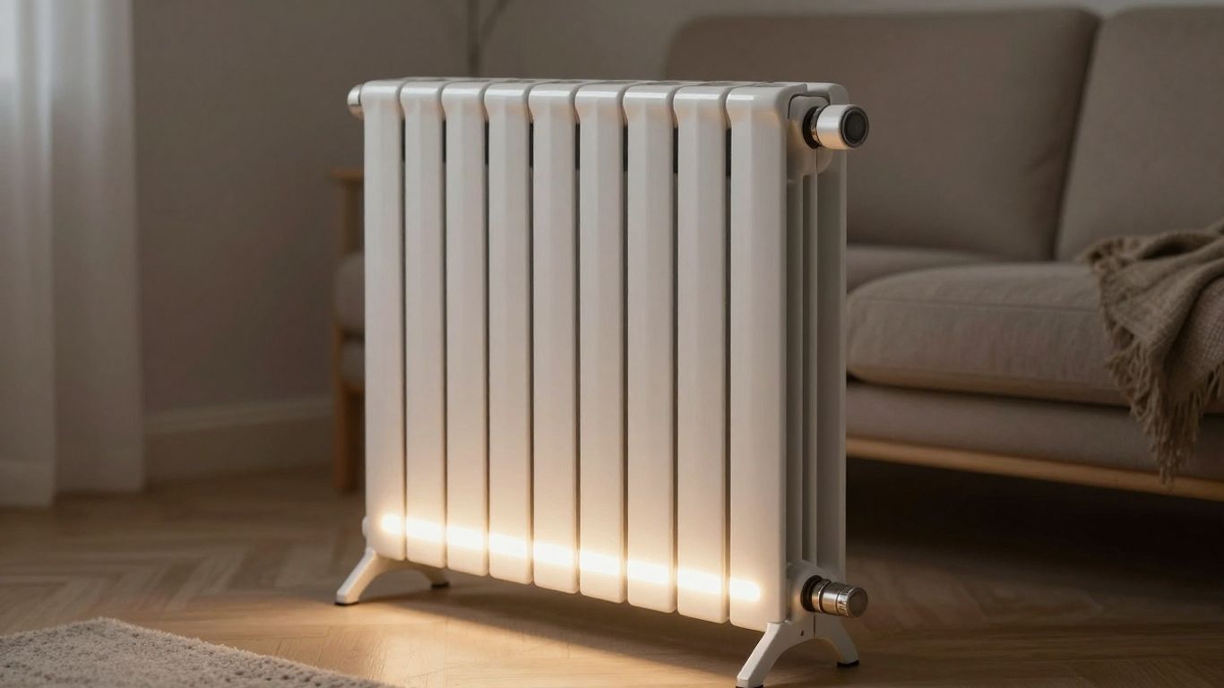 Radiateur électrique moderne dans un salon confortable.