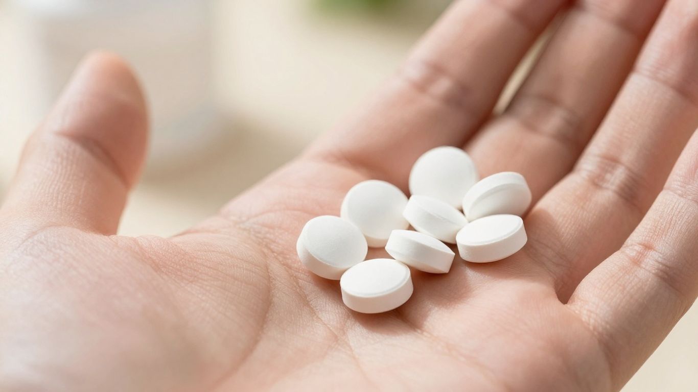 Zinc chewable tablets in hand