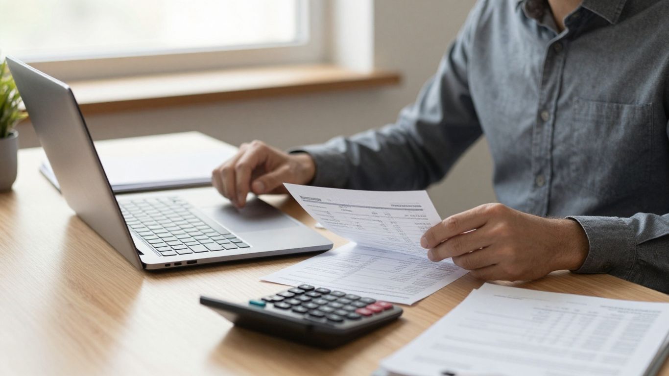 Accountant reviewing monthly bank transaction records