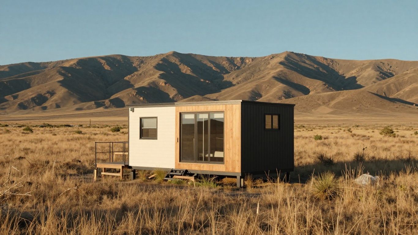 Nevada tiny home in a scenic landscape.