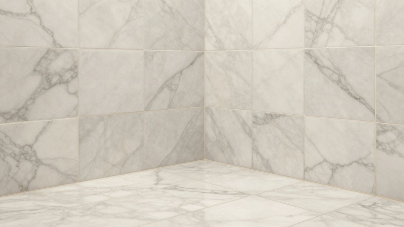 Small marble tiles in a luxurious bathroom sketch.