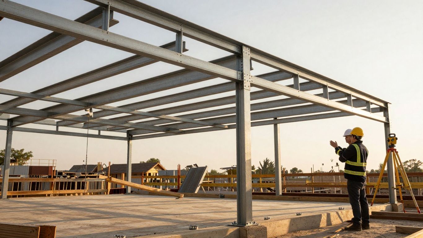 Engineers reviewing optimized steel frame geometry