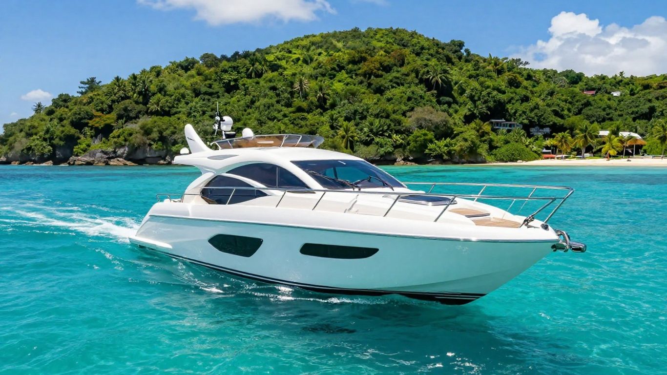 Luxury power yacht sailing in the BVI