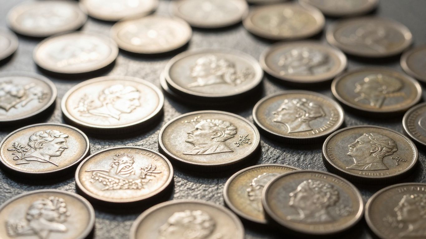 Old coins with intricate details and potential value.