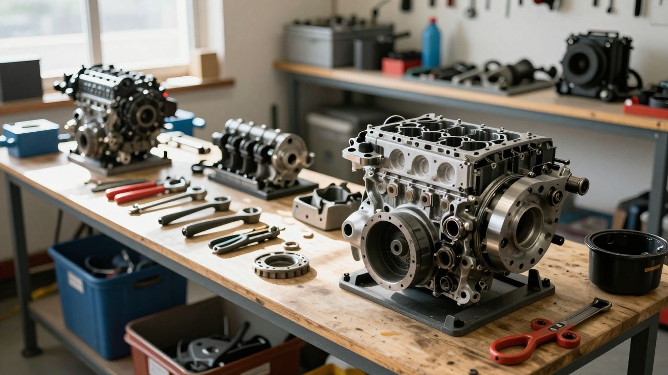 Subaru parts in a Brisbane workshop