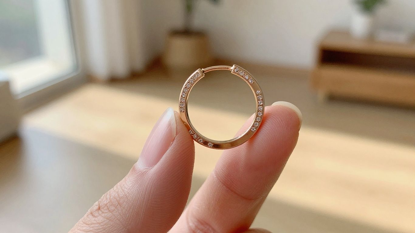 Minimalist gold hoops with subtle diamonds