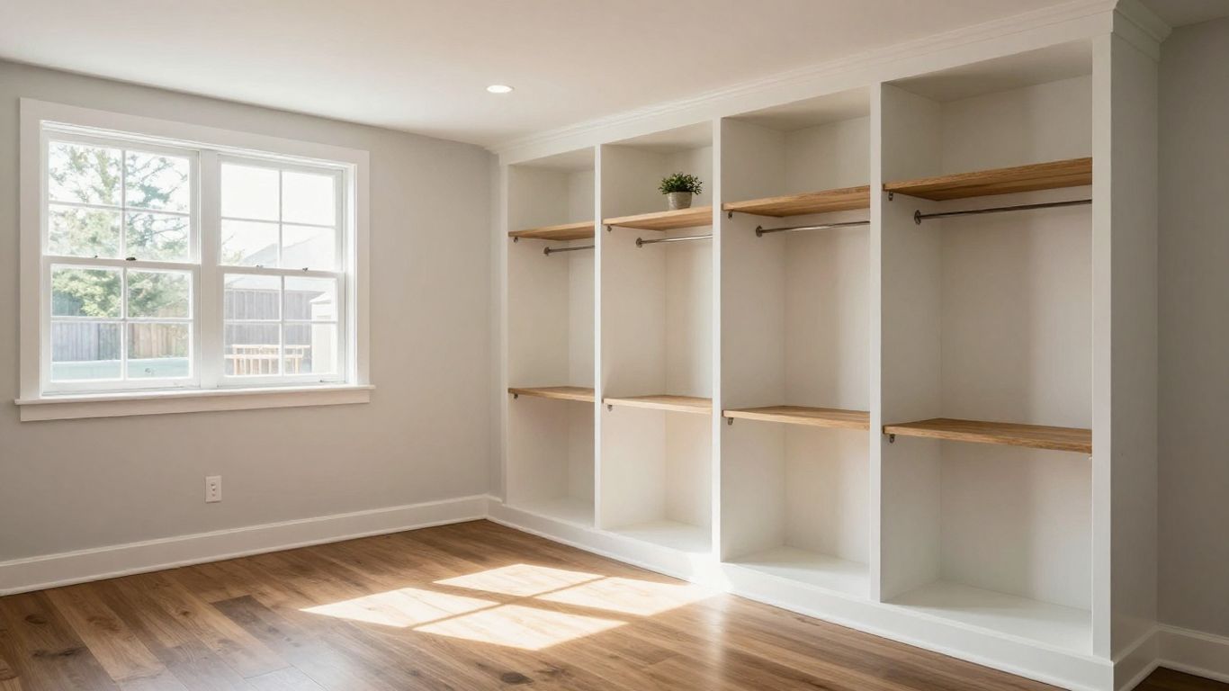 Dacula basement remodel with custom storage and shelving.