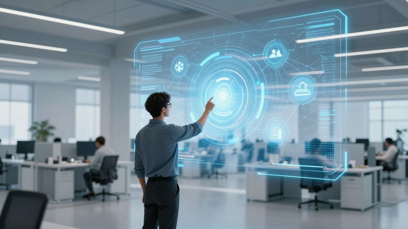 Transformación digital y herramientas tecnológicas en un entorno de oficina.