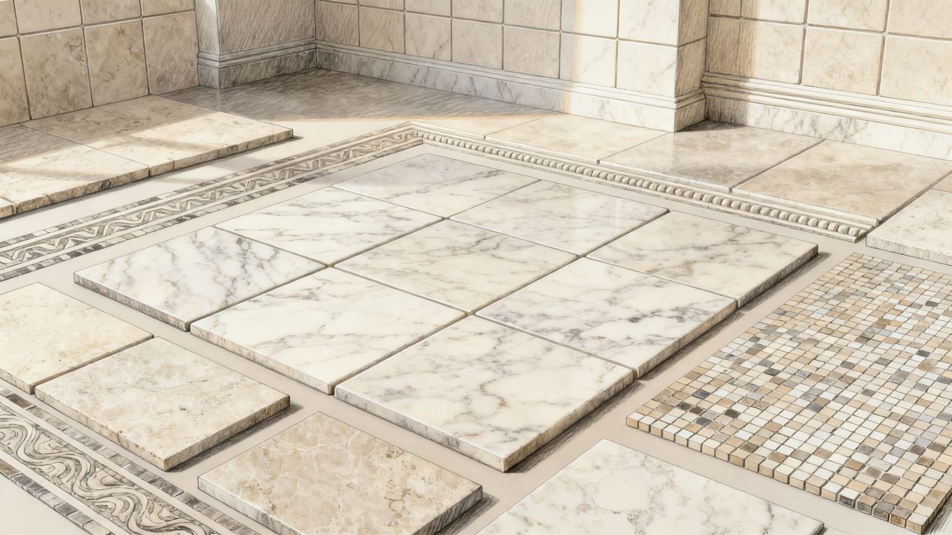 Marble tile formats arranged for design planning