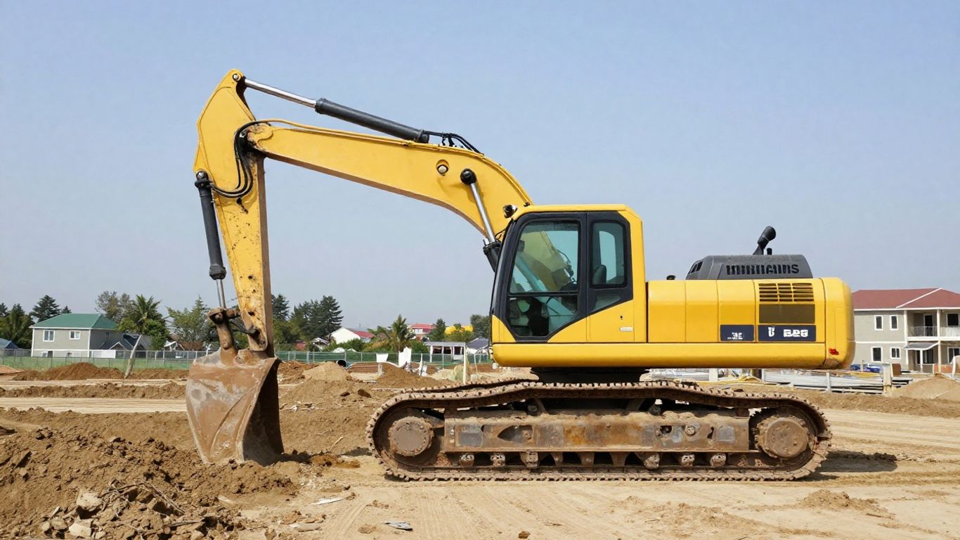 Excavator working on a residential site