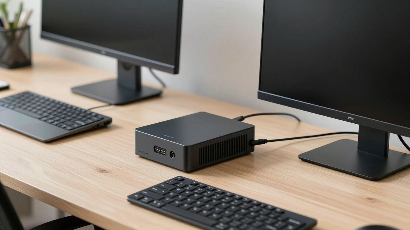 Home office with backup power supply unit.
