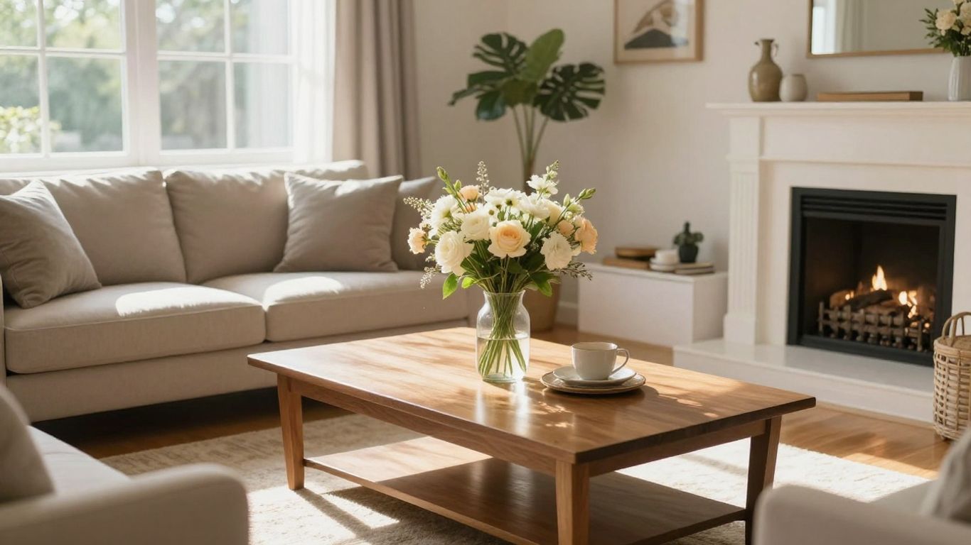 Sparkling clean living room ready for home sale.