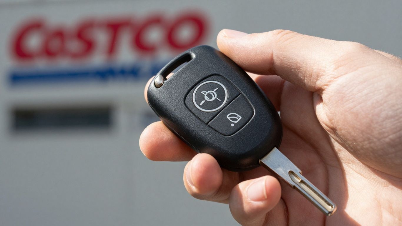 Costco car key fob held in hand