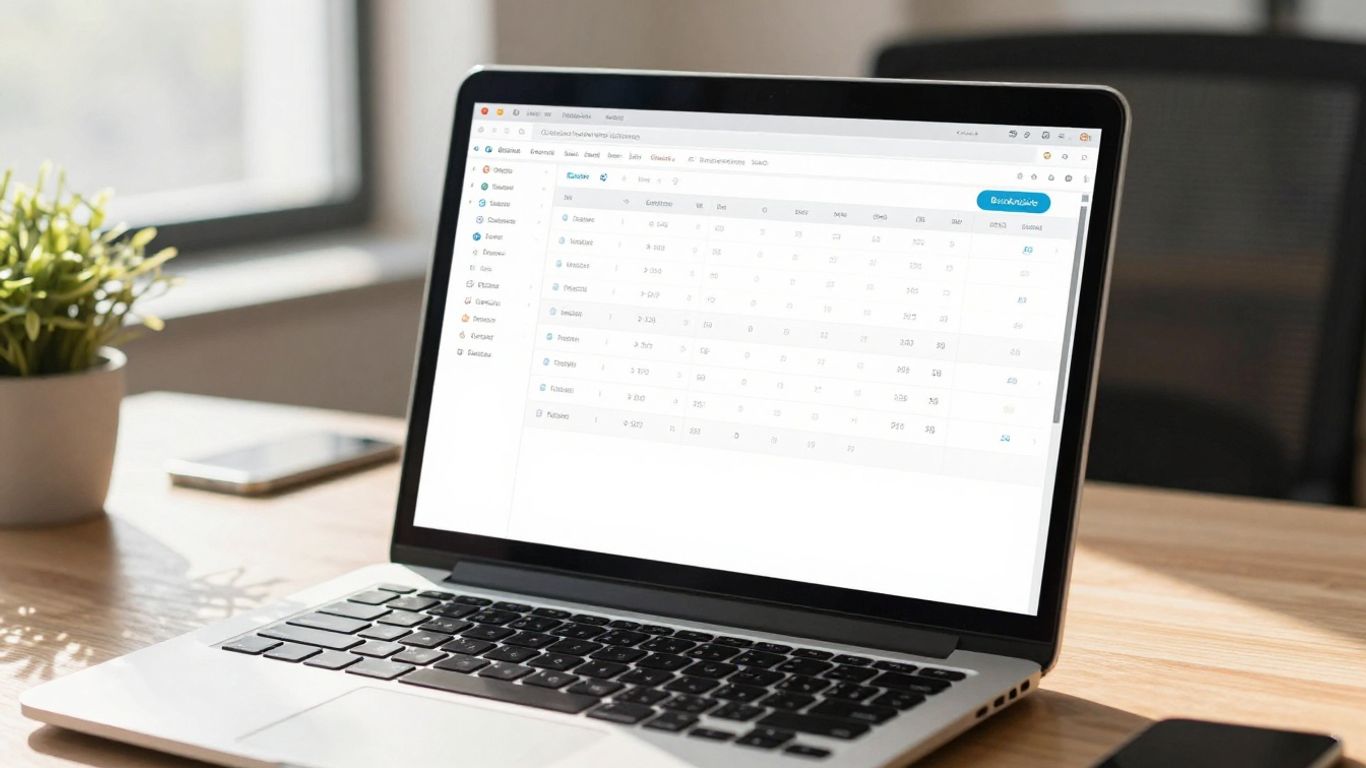 Field service software integrated with QuickBooks on a laptop.