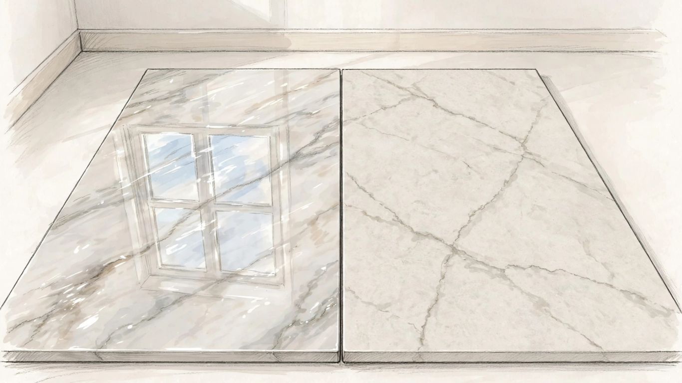 Polished and honed marble tile formats