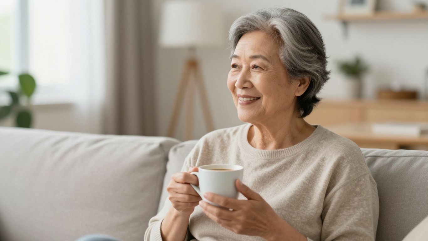 Personne souriante profitant d'un moment de détente.