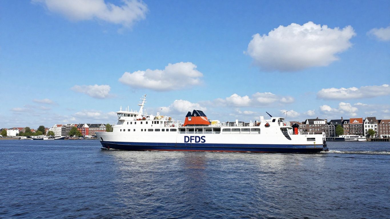 DFDS ferry approaching Amsterdam harbour.
