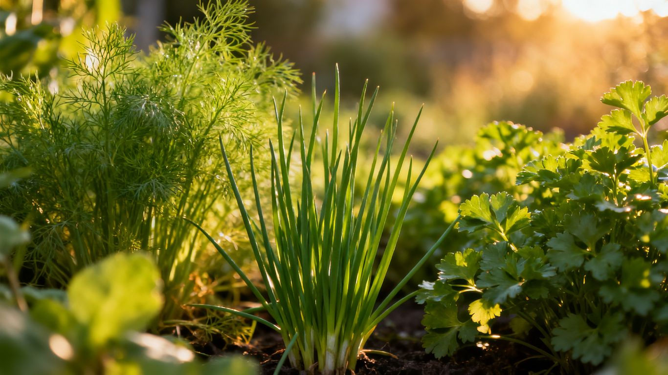 Aromatische Kräuter im spätsommerlichen Garten