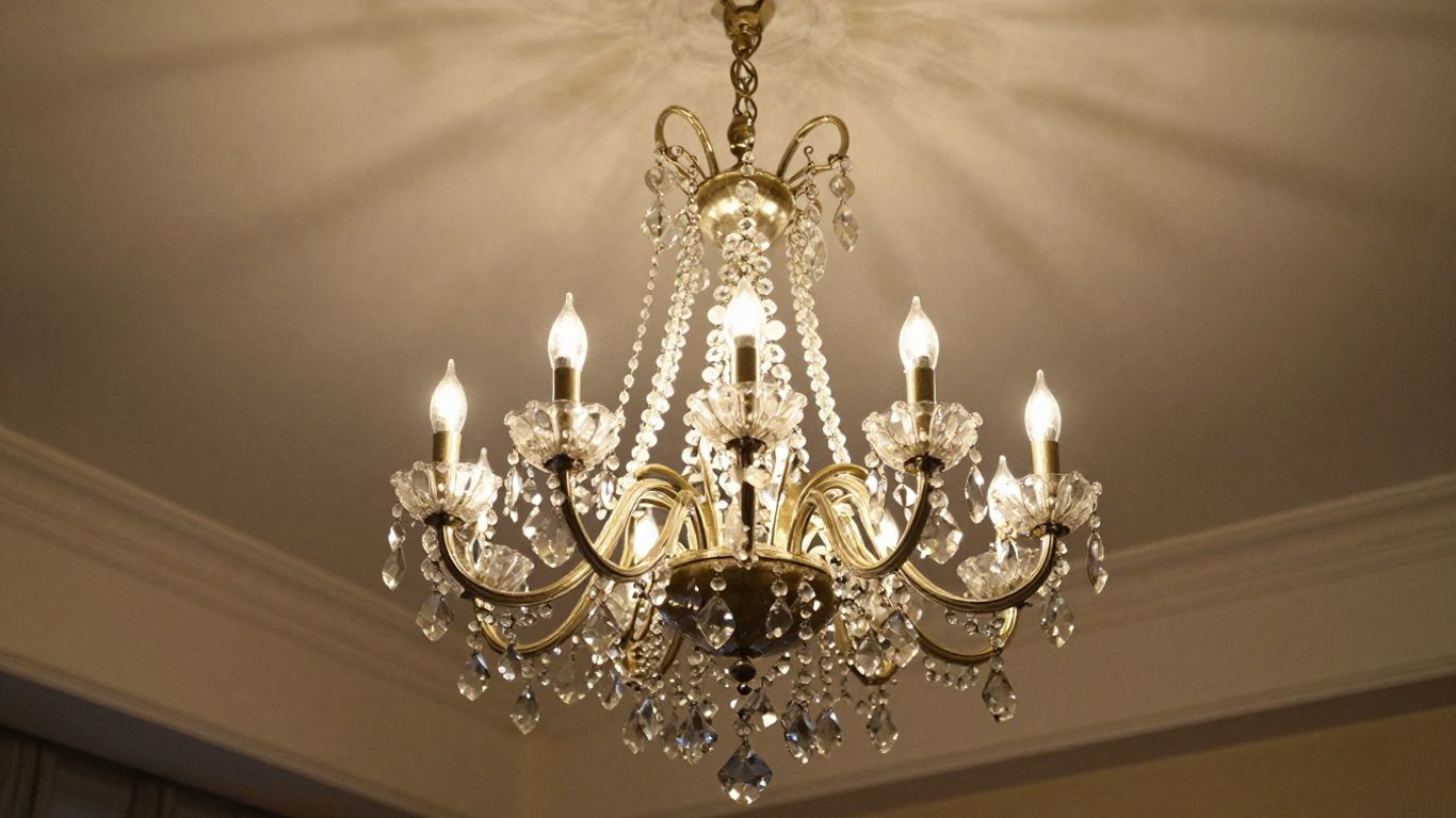 Vintage crystal chandelier with sparkling facets.