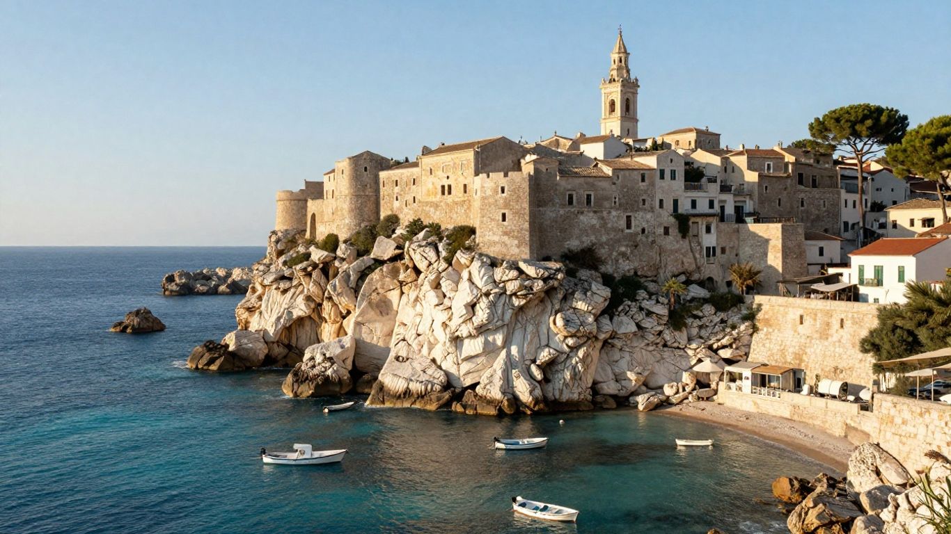 Bonifacio citadel above turquoise Mediterranean water