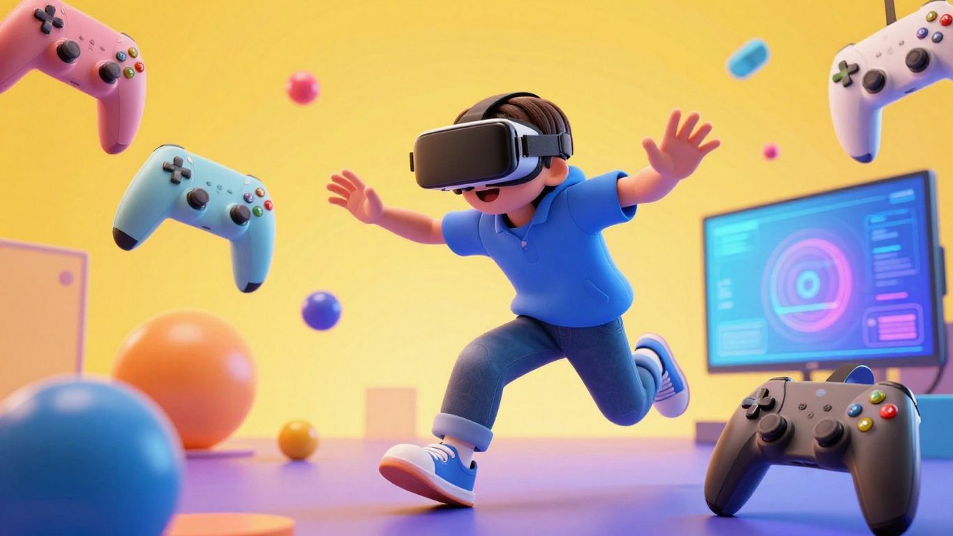 Technology and gaming news with vibrant visuals.