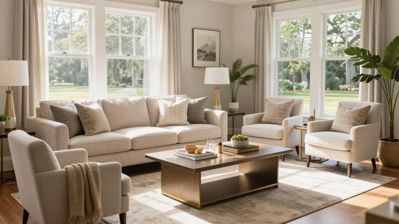 Savannah Airbnb living room with modern furniture.