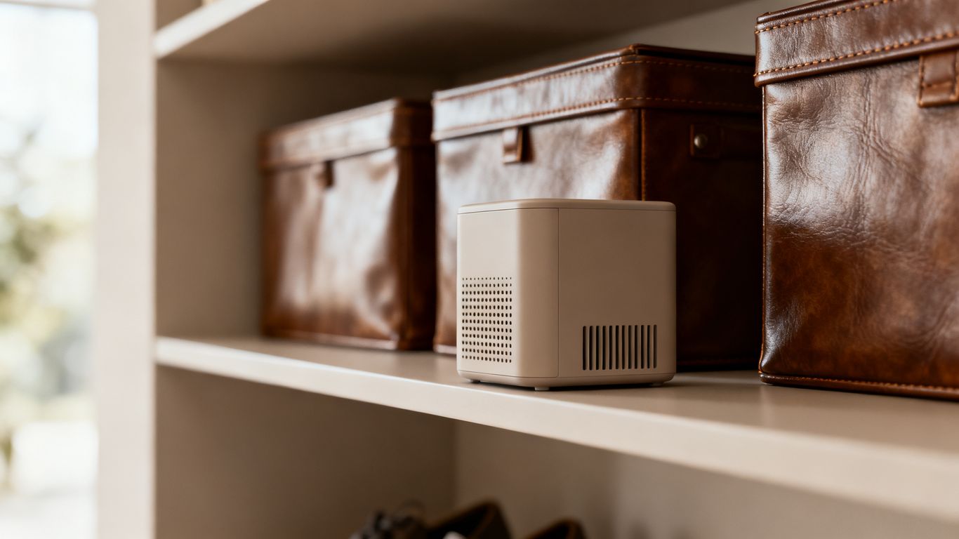 Thermoelectric device on a closet shelf