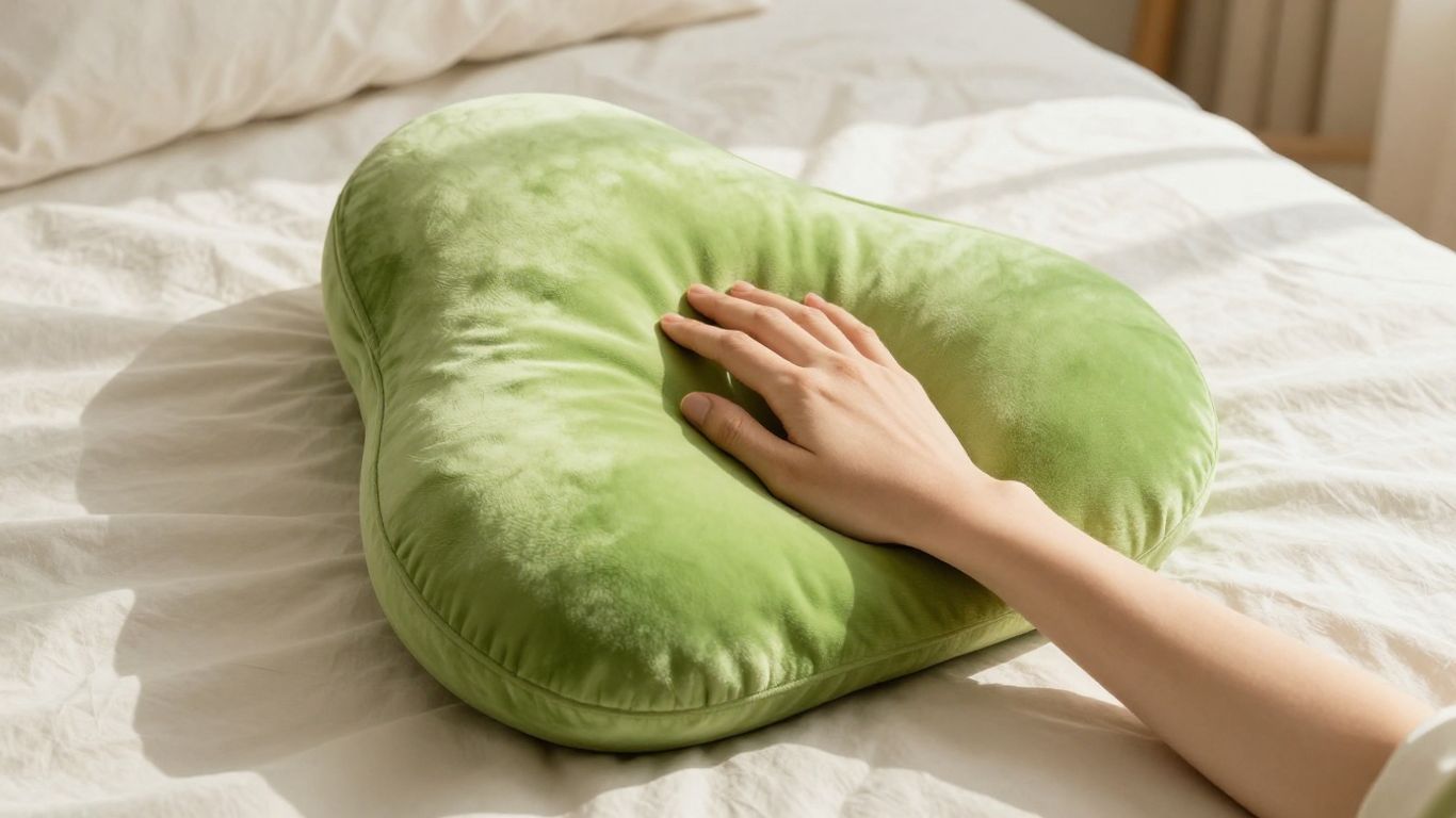Avocado pillow on a bed
