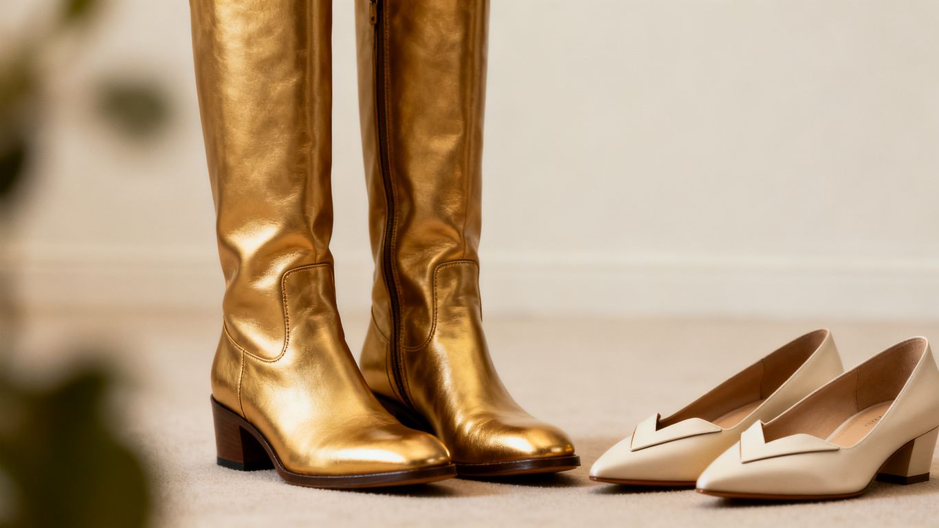 Knee-high boots and V-cut flats