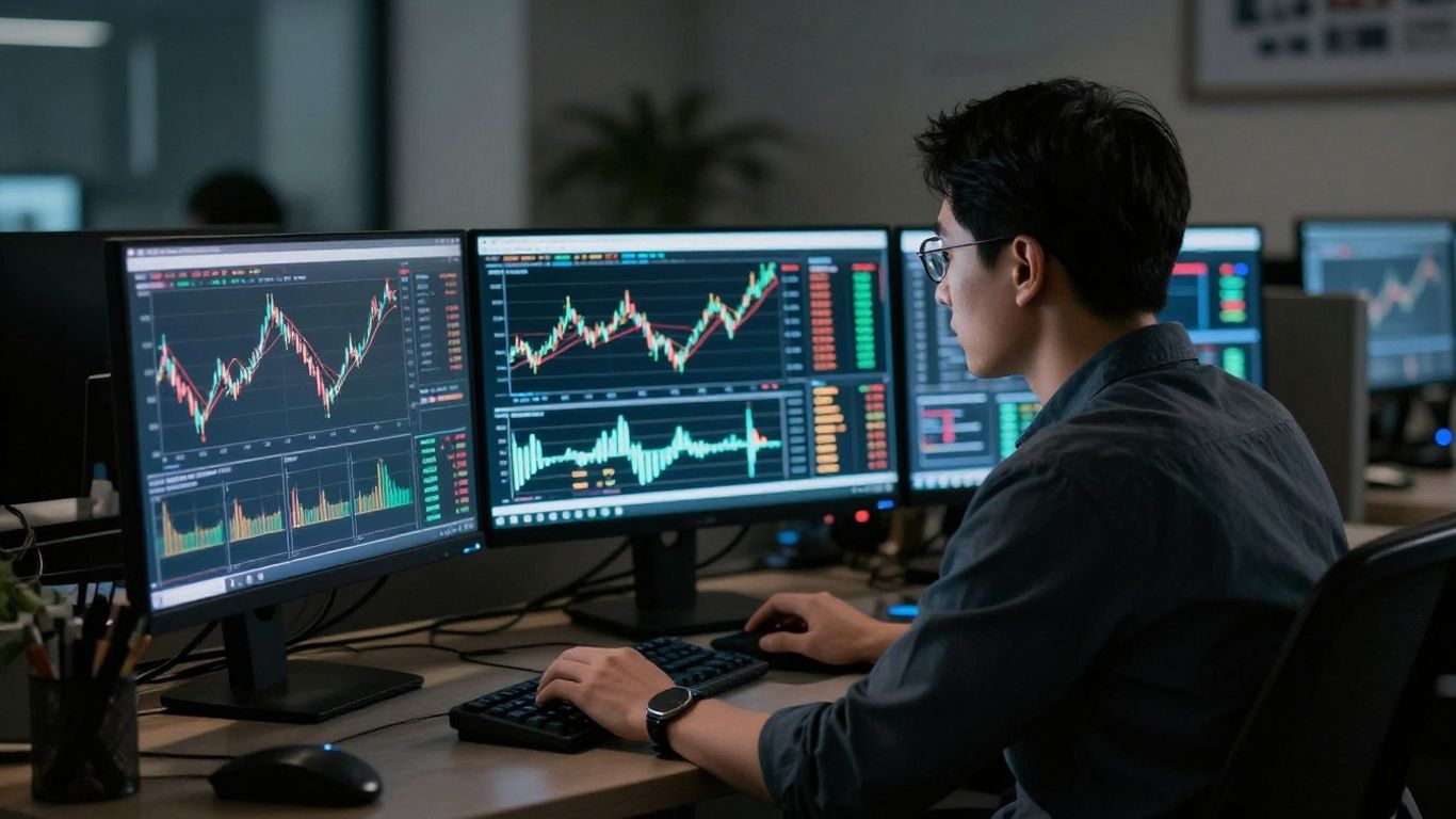 Trading professional reviewing performance