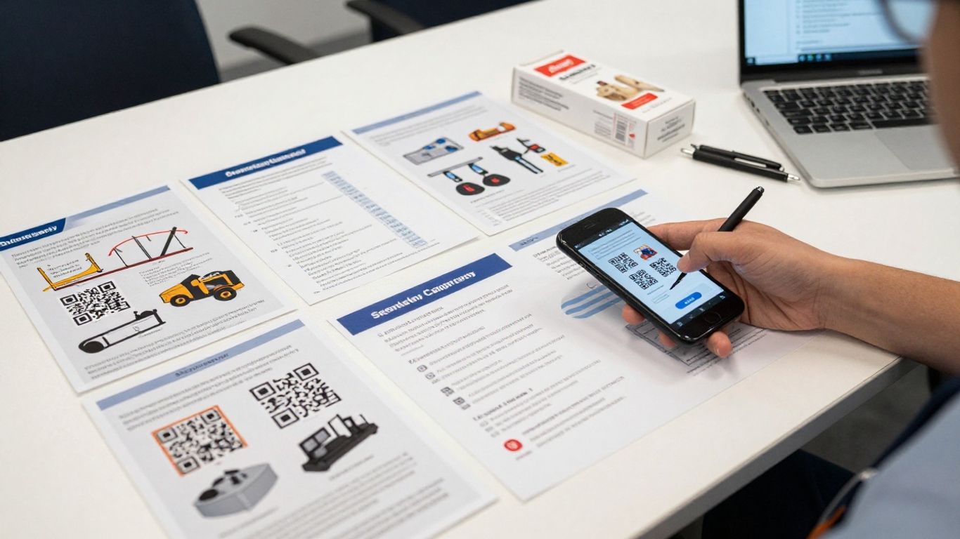 Printed QR code linking physical assets