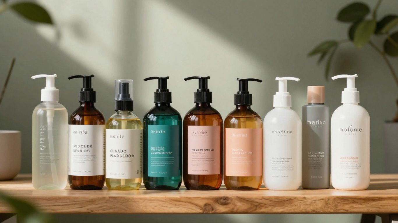 Natural hair products on a shelf