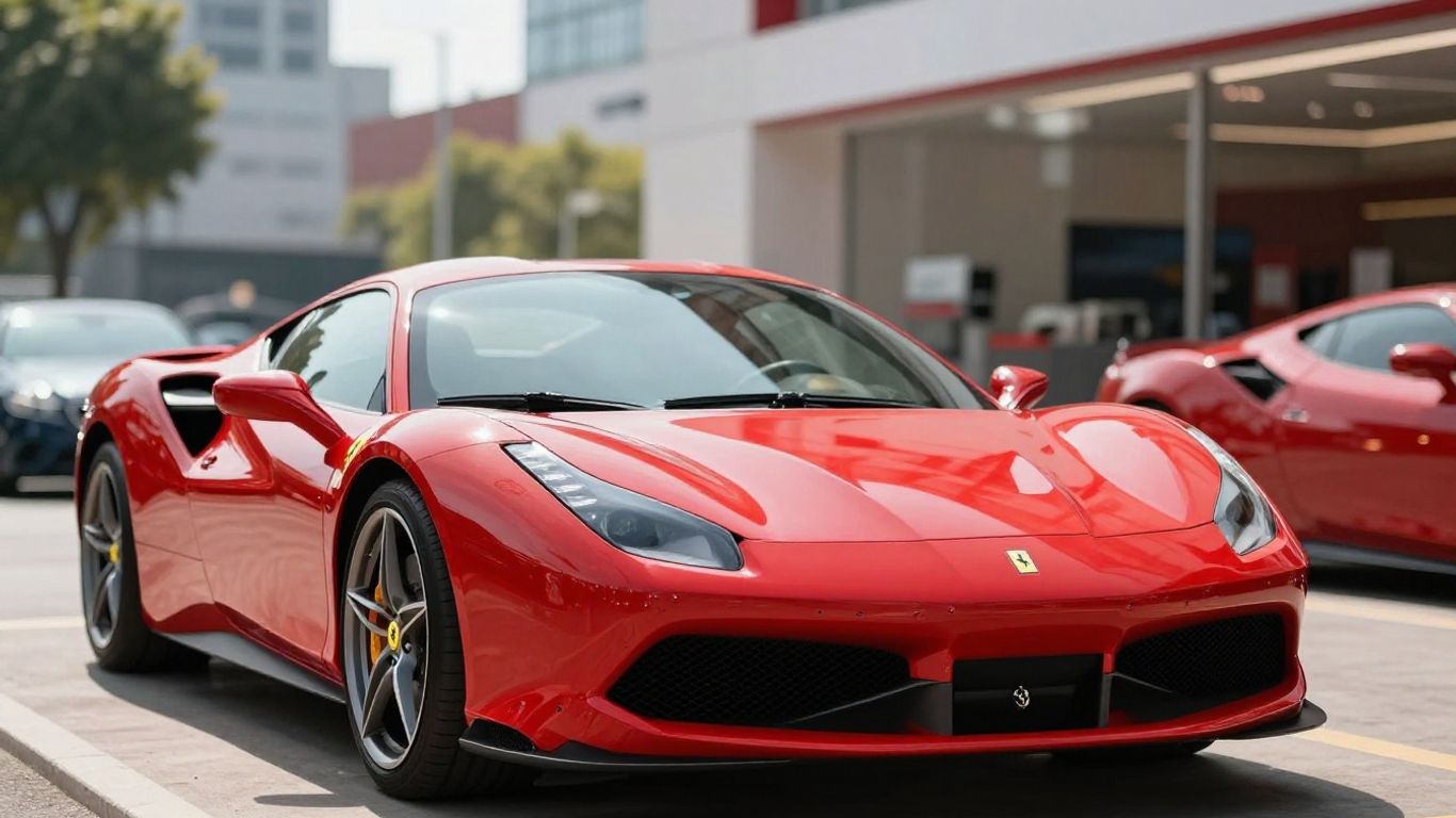 Ferrari car outside dealership