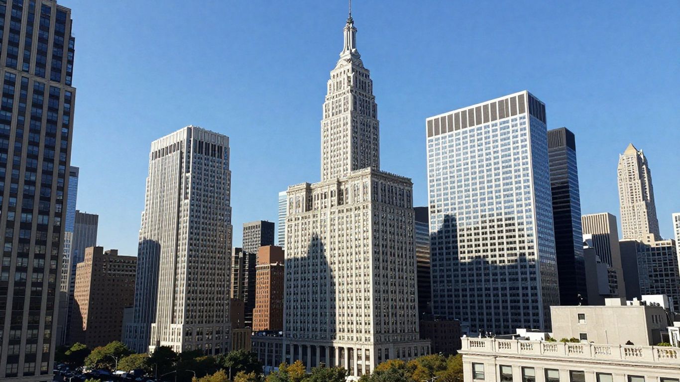 New York City skyline and Department of Finance building.