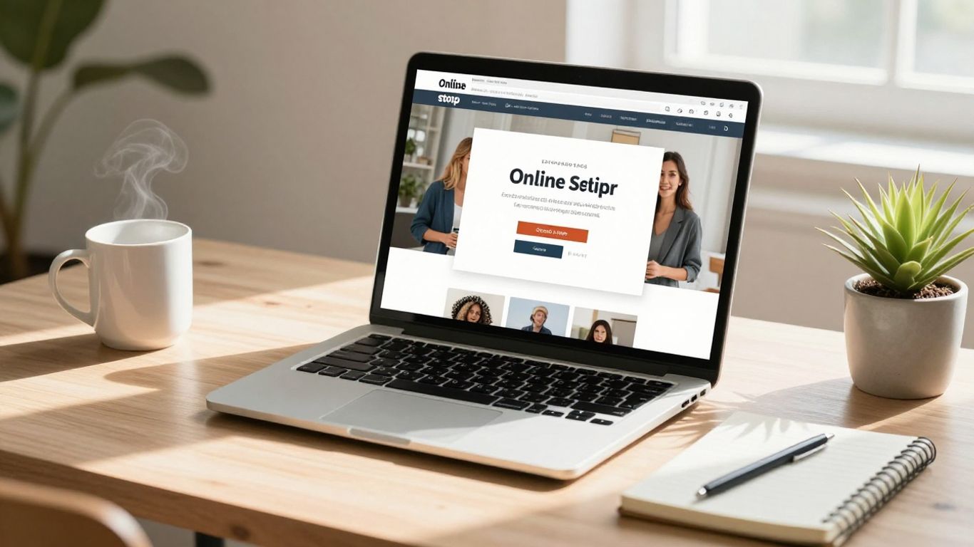 Online store website on a laptop screen.