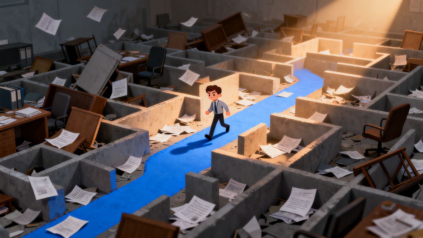 Small business owner overcoming challenges in a chaotic environment.