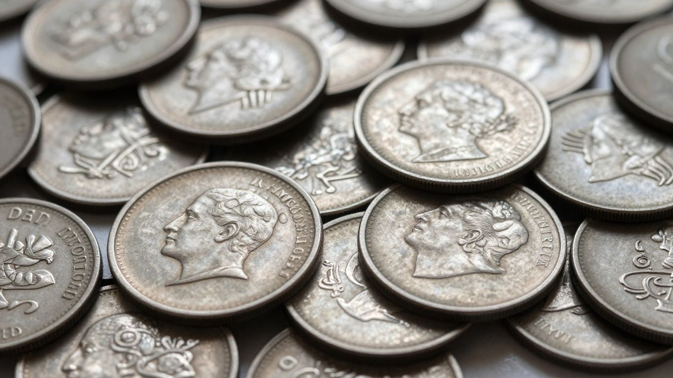 Pile of old silver coins